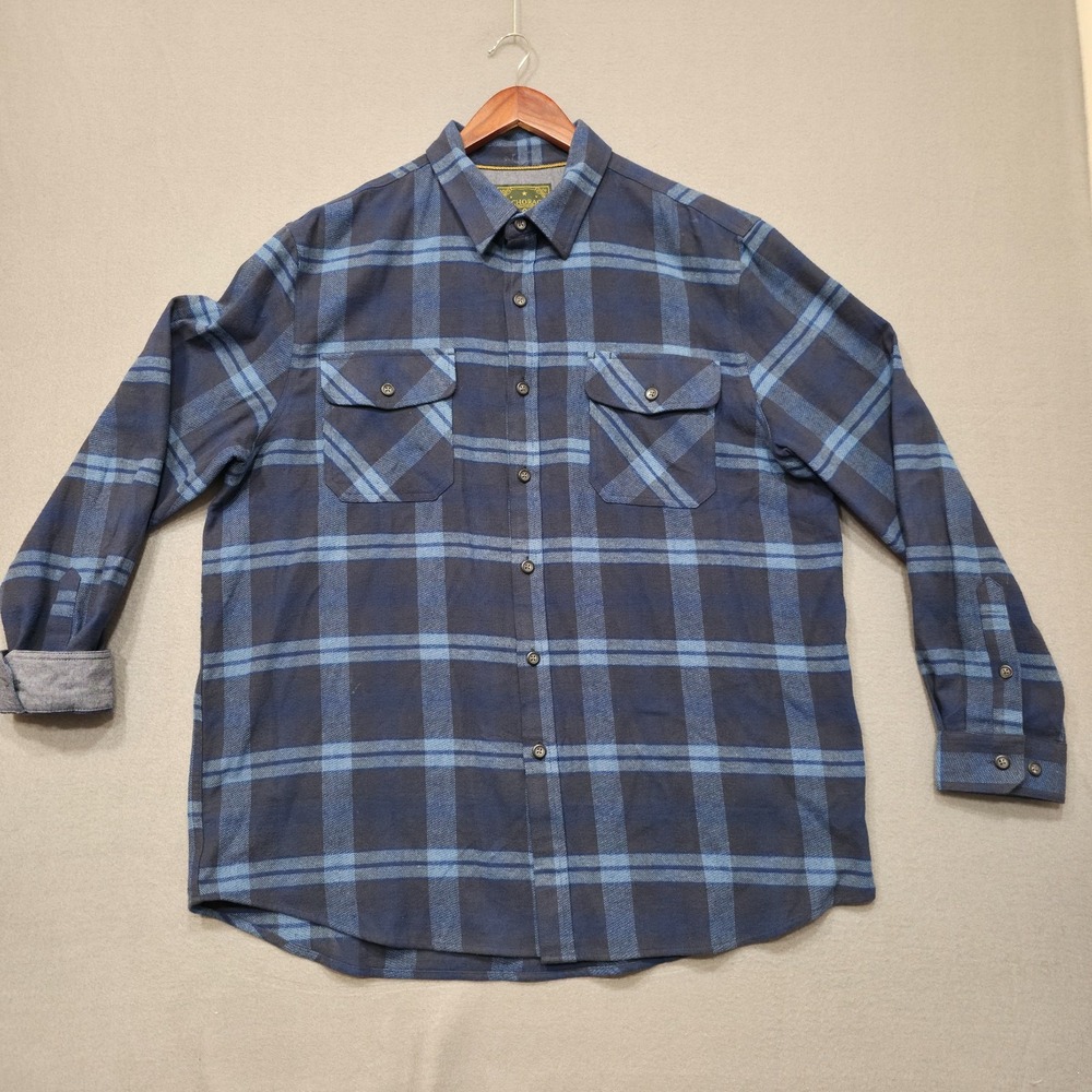 Anchorage Expedition Men's Blue Plaid Long Sleeve Flip Cuff‎ Flannel Size XL